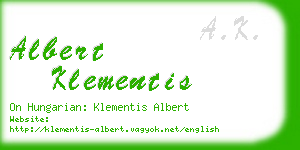 albert klementis business card